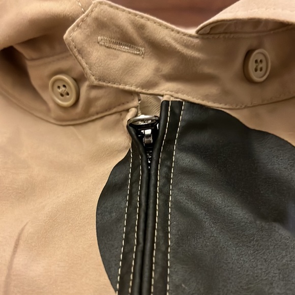 Mickey Mouse Graphic Zip Up Khaki Bomber Moto Jacket - Picture 7 of 8